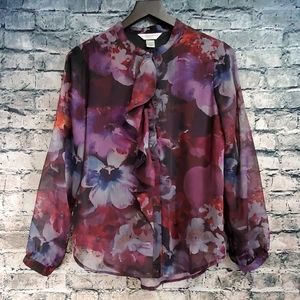 Christopher & Banks | Boho Floral Ruffled Blouse